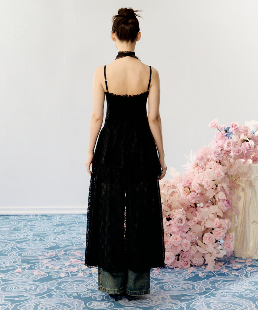 asymmetry lacy cami one-piece | ファッション通販サイト NUGU