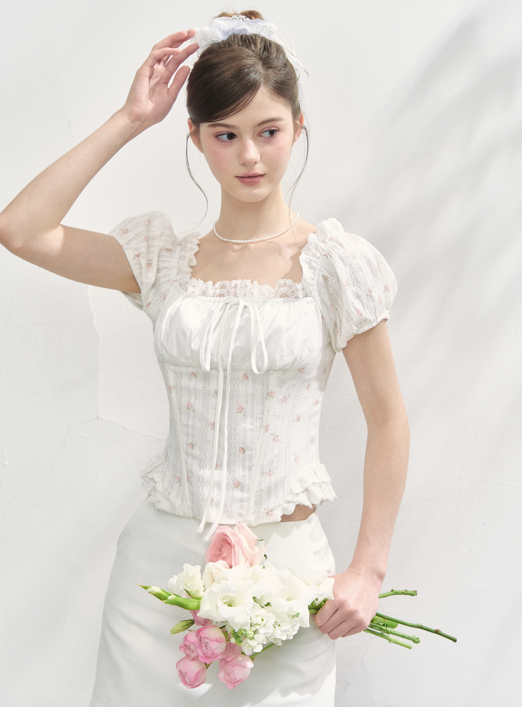 Lacy rose corset blouse | ファッション通販サイト NUGU