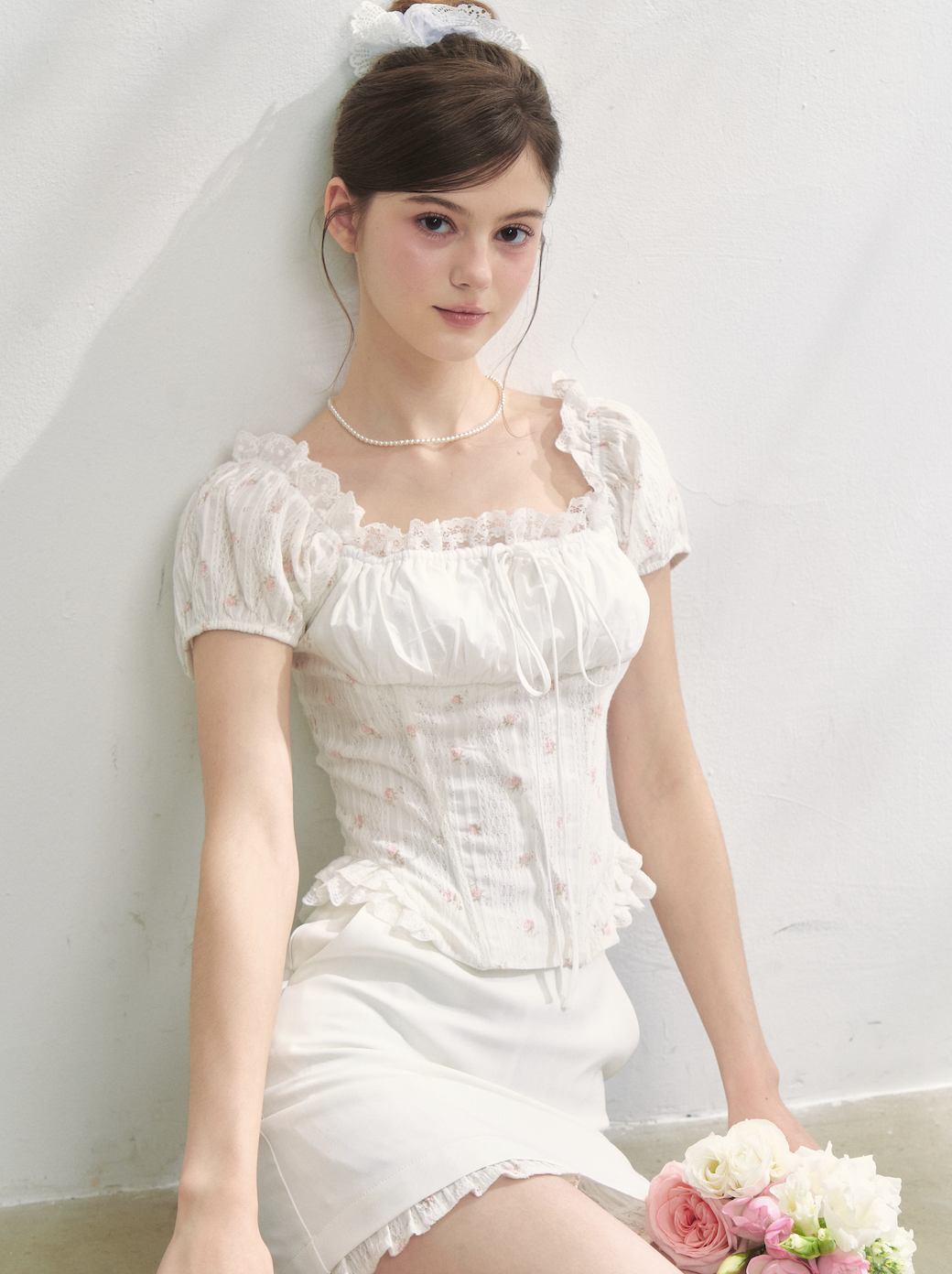 treat ürself Lacy rose corset blouse Lacy rose corset blouse | ファッション通販サイト NUGU