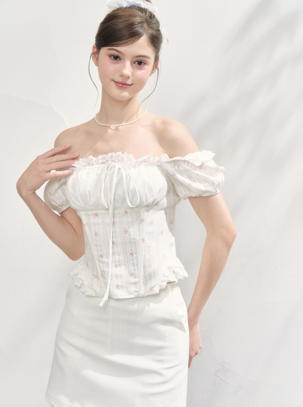 treat ürself Lacy rose corset blouse Lacy rose corset blouse | ファッション通販サイト NUGU