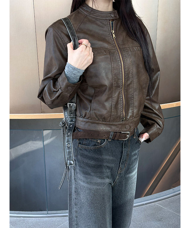 ジャケット・アウター Vintage tight leather jacket Vintage biker leather jacket(2color) | ファッション通販サイト NUGU