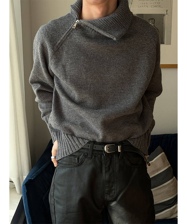 [F/W] Highneck zipper pola knit(3color)
