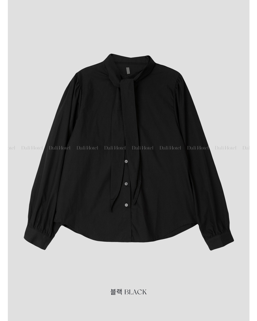 chiroSov.ボウタイシフォンパフスリーブブラウス 黒 Amazon | [AYBTO