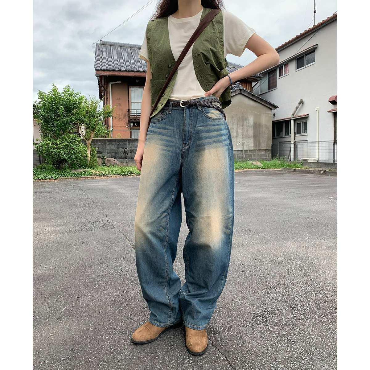 KAMIYA 14ozデニム ストレートパンツ ダメージ ヴィンテージ VELNUS】【12oz】 Vintage design damaged wide baggy denim