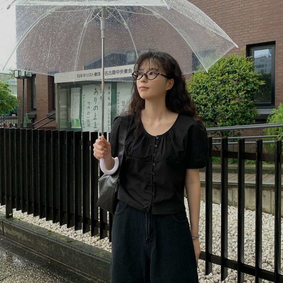 コットンパフ半袖ブラウス