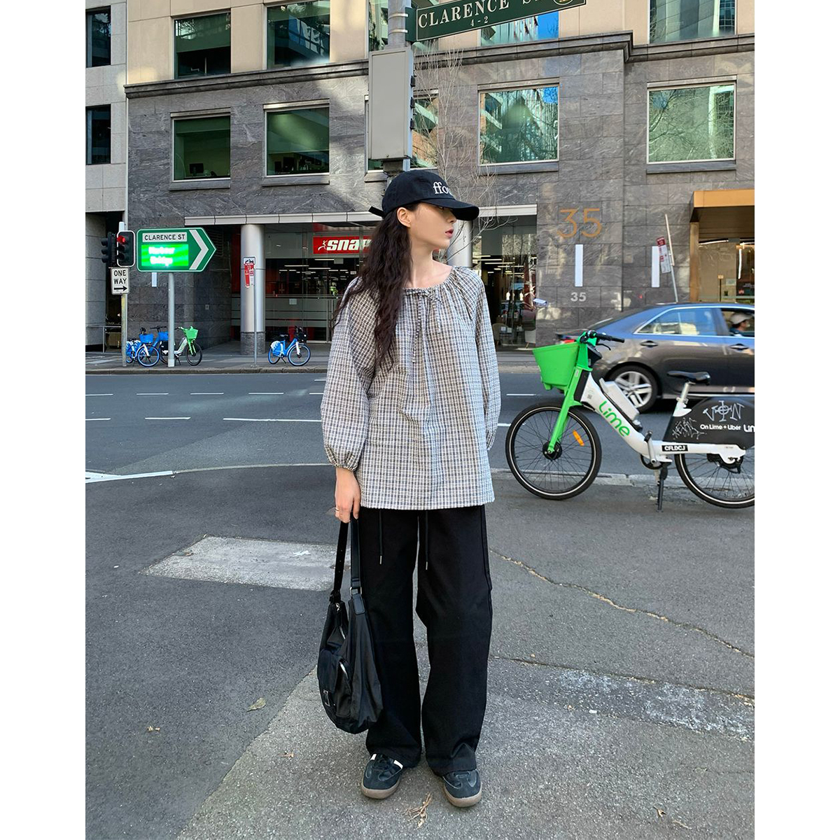 リボン紐ポイントチェックブラウス | ファッション通販サイト NUGU