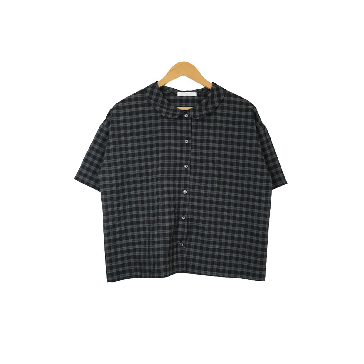 ラウンドカラー半袖チェックシャツ | ファッション通販サイト NUGU