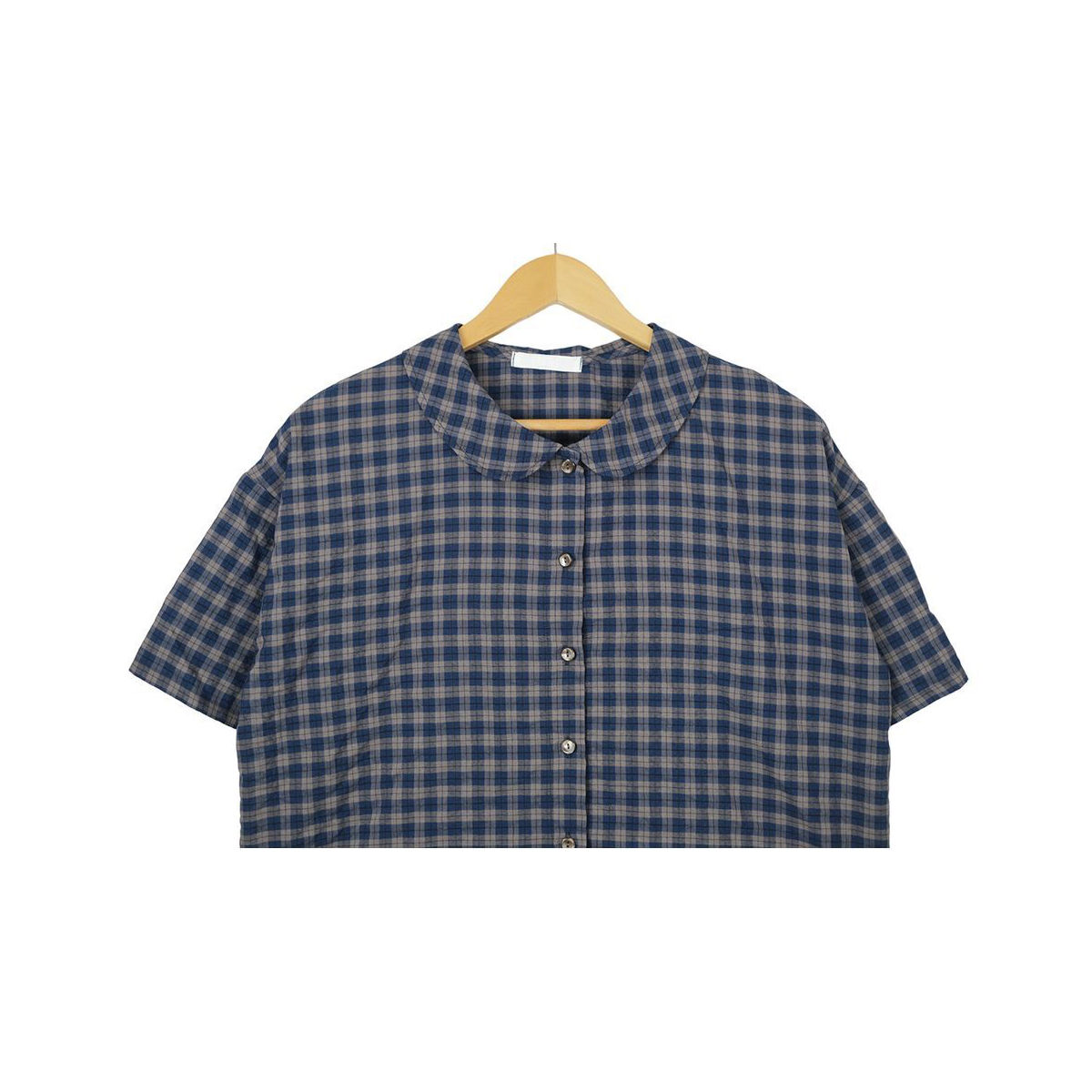 ラウンドカラー半袖チェックシャツ | ファッション通販サイト NUGU