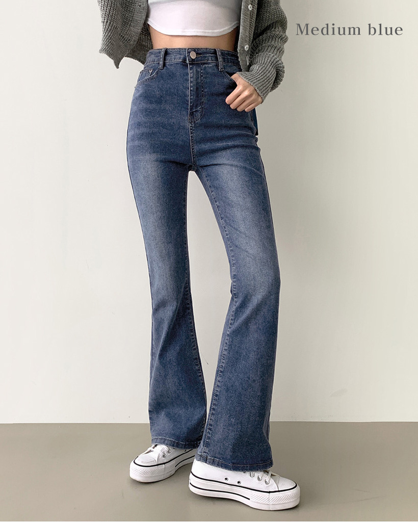 NUGU フロントポケットブーツカットデニムパンツ Medium blue 秋再入荷][14回再販](ORIGINAL) フロントポケットブーツカット