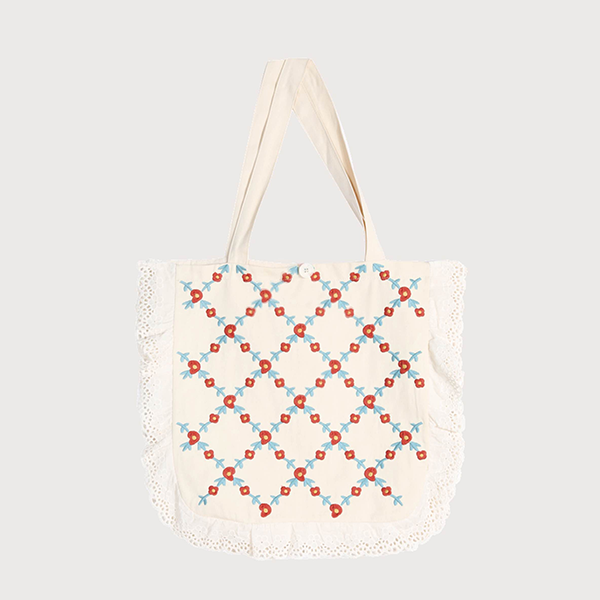 レースパイピングガーデン刺繍トートバッグ | ファッション通販