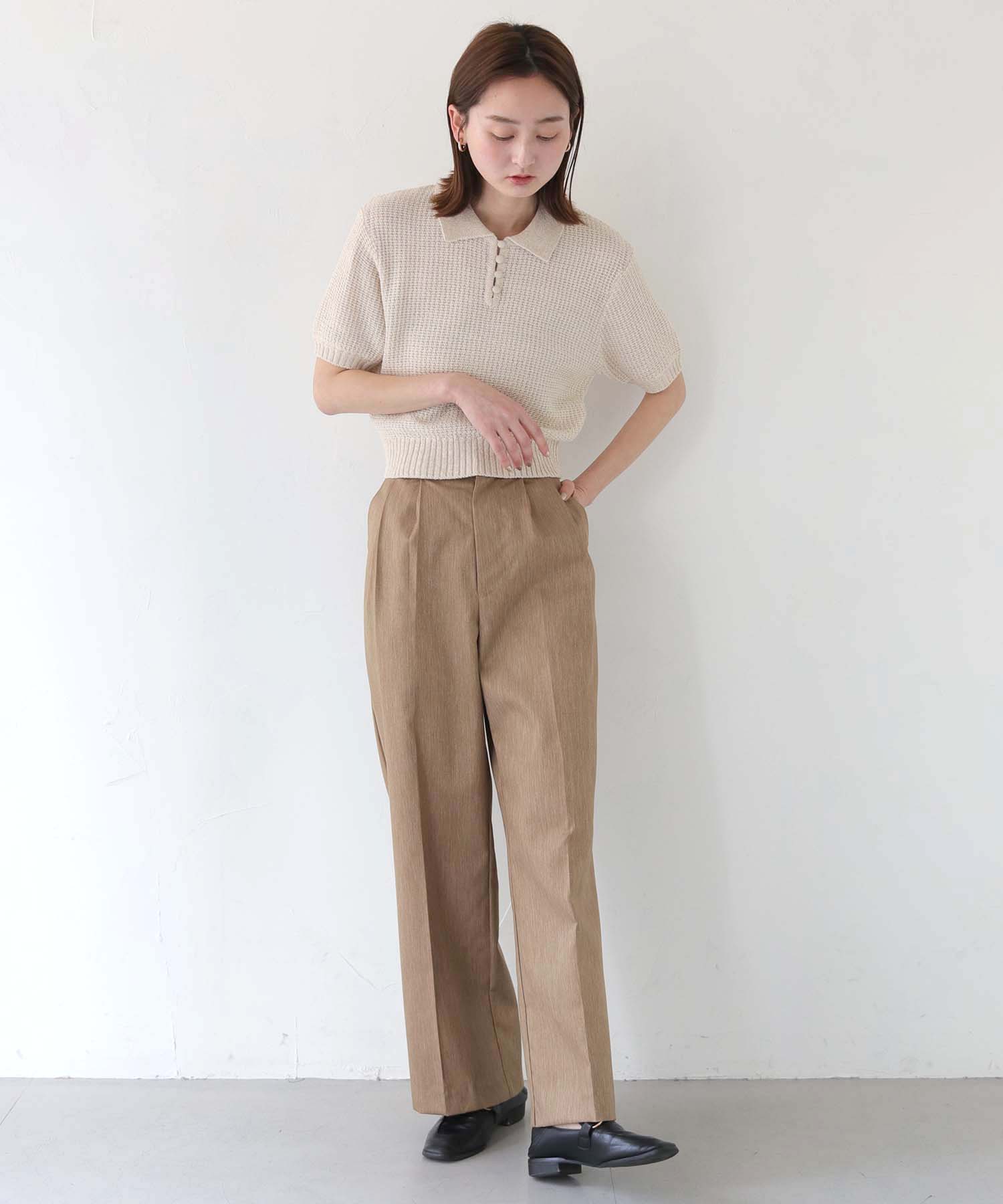トット　北欧、暮らしの道具店　ニットポロ　グリーン グラウンドニットポロニット 982-11640 | ファッション通販