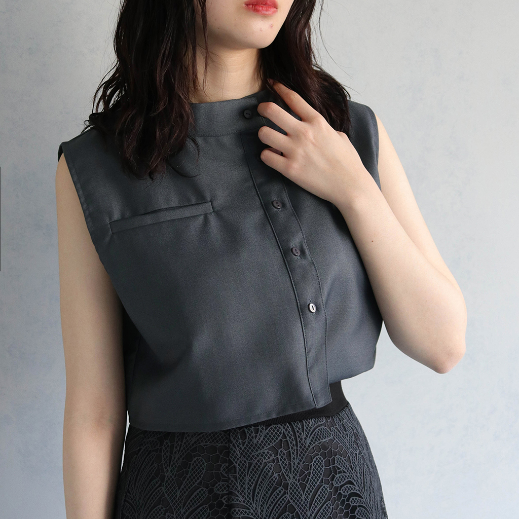 スリーブレスアシンメトリーシャツ（988-64208） | ファッション