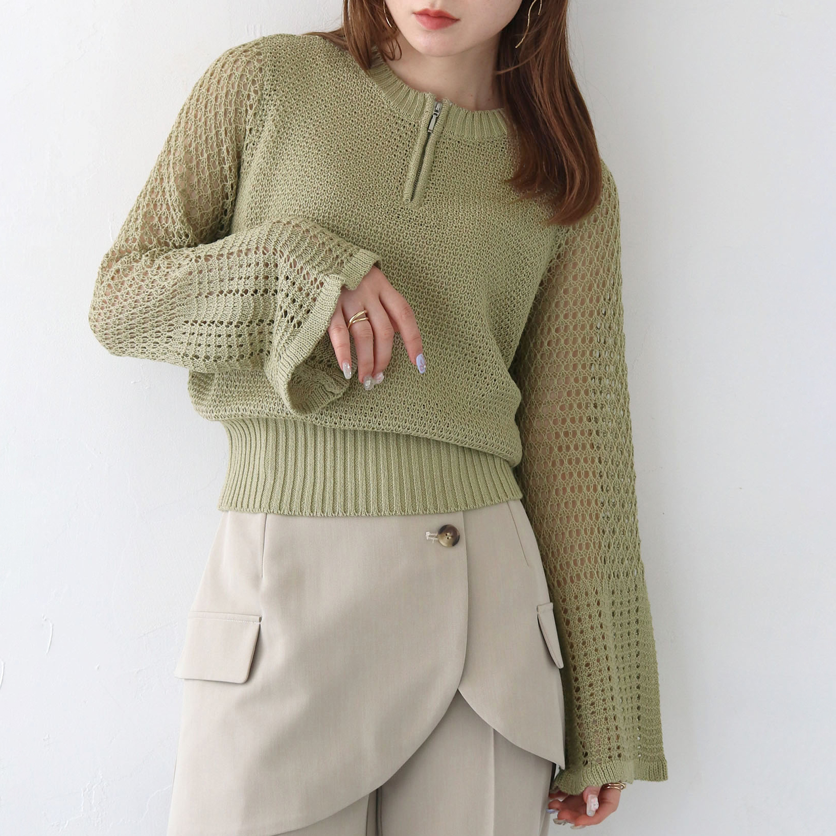 透かし編みジッププルオーバー(986-12613) | ファッション通販サイト NUGU