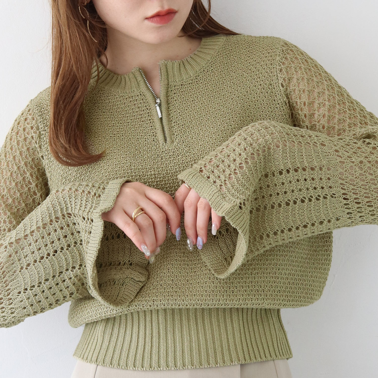 透かし編みジッププルオーバー(986-12613) | ファッション通販サイト NUGU