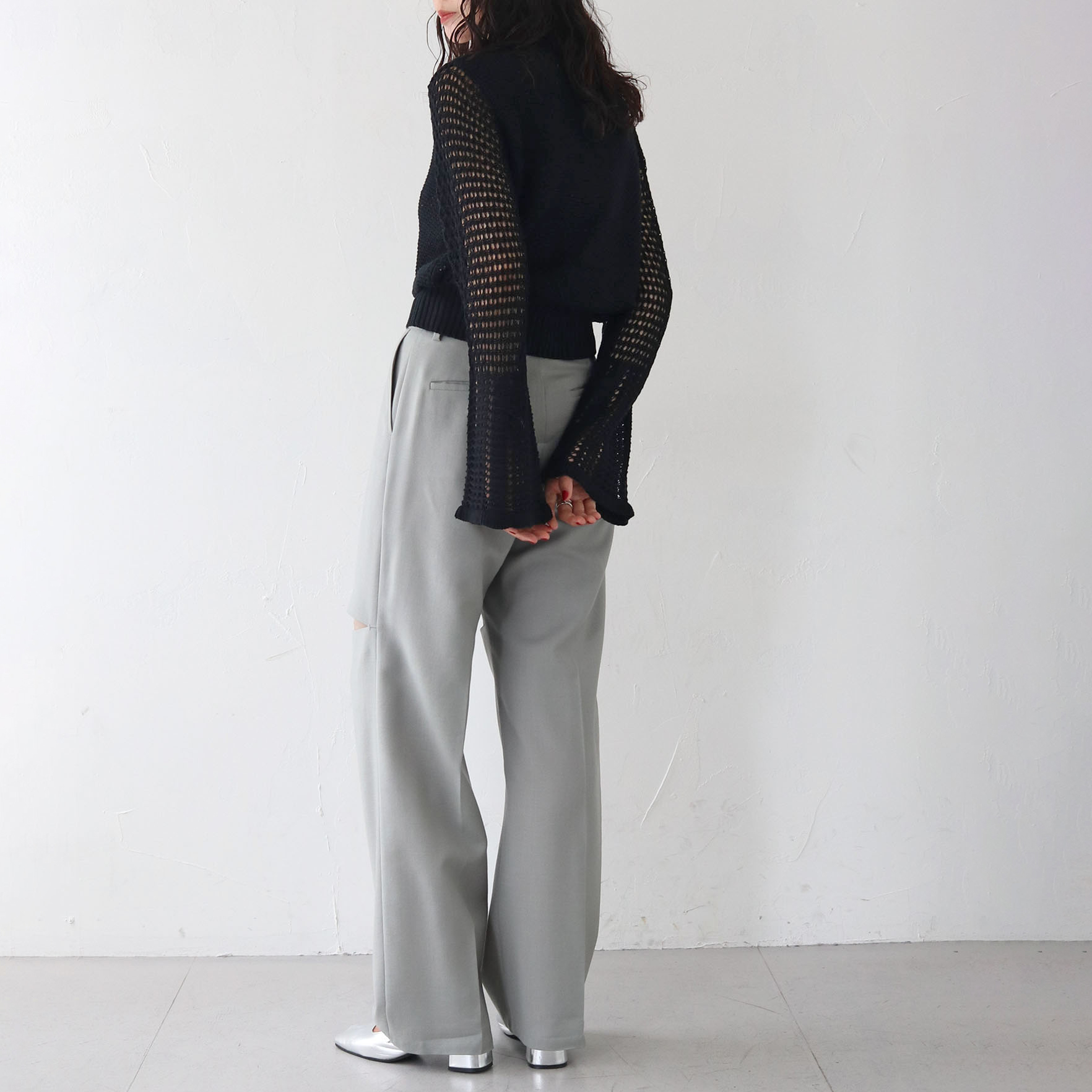 dries van noten 浮き出しプリントのシルクプルオーバー seyto（セイト）の「Fringe drawstring half zip tops