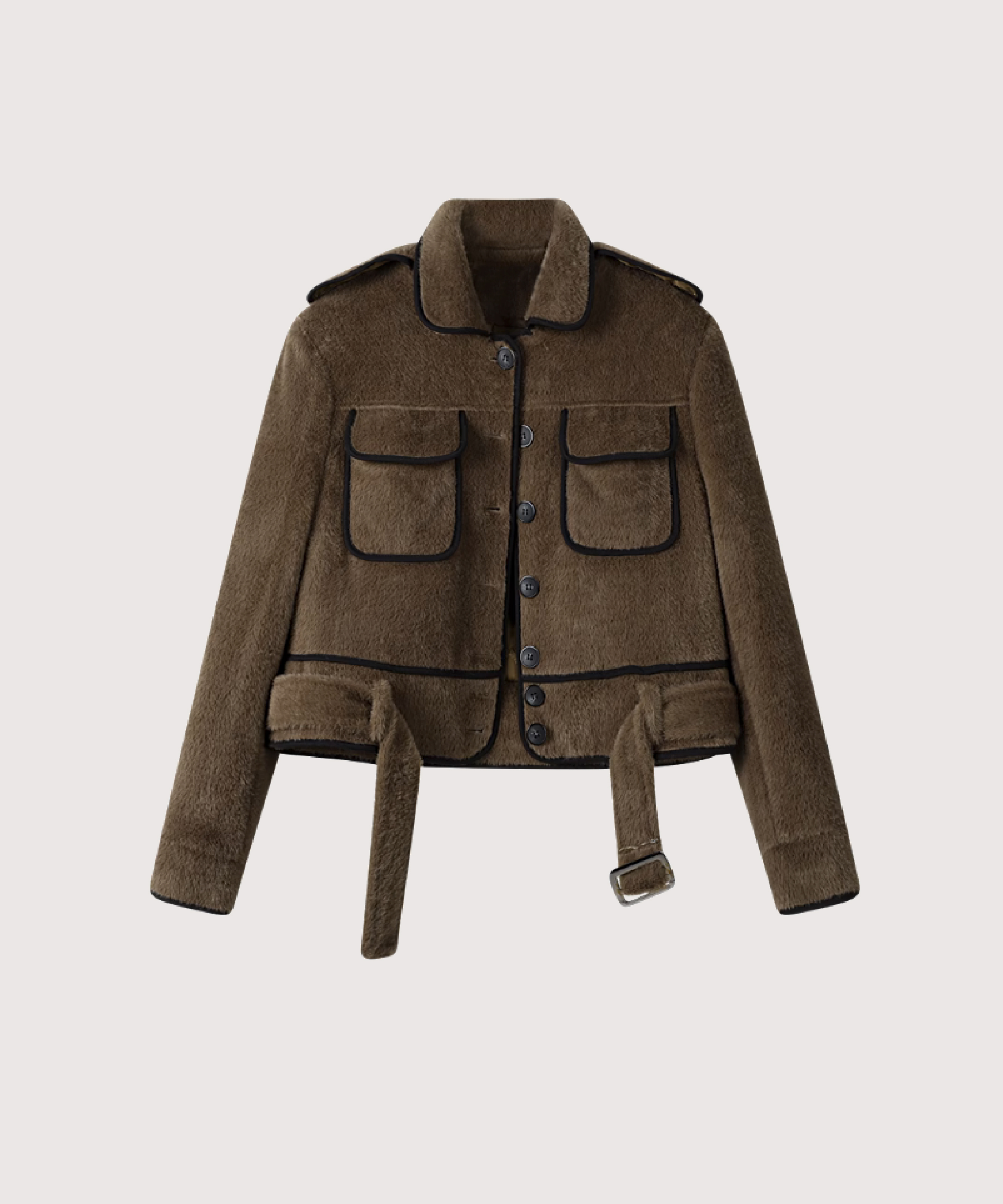 ふわふわエレガントパイピングショートダウンコート