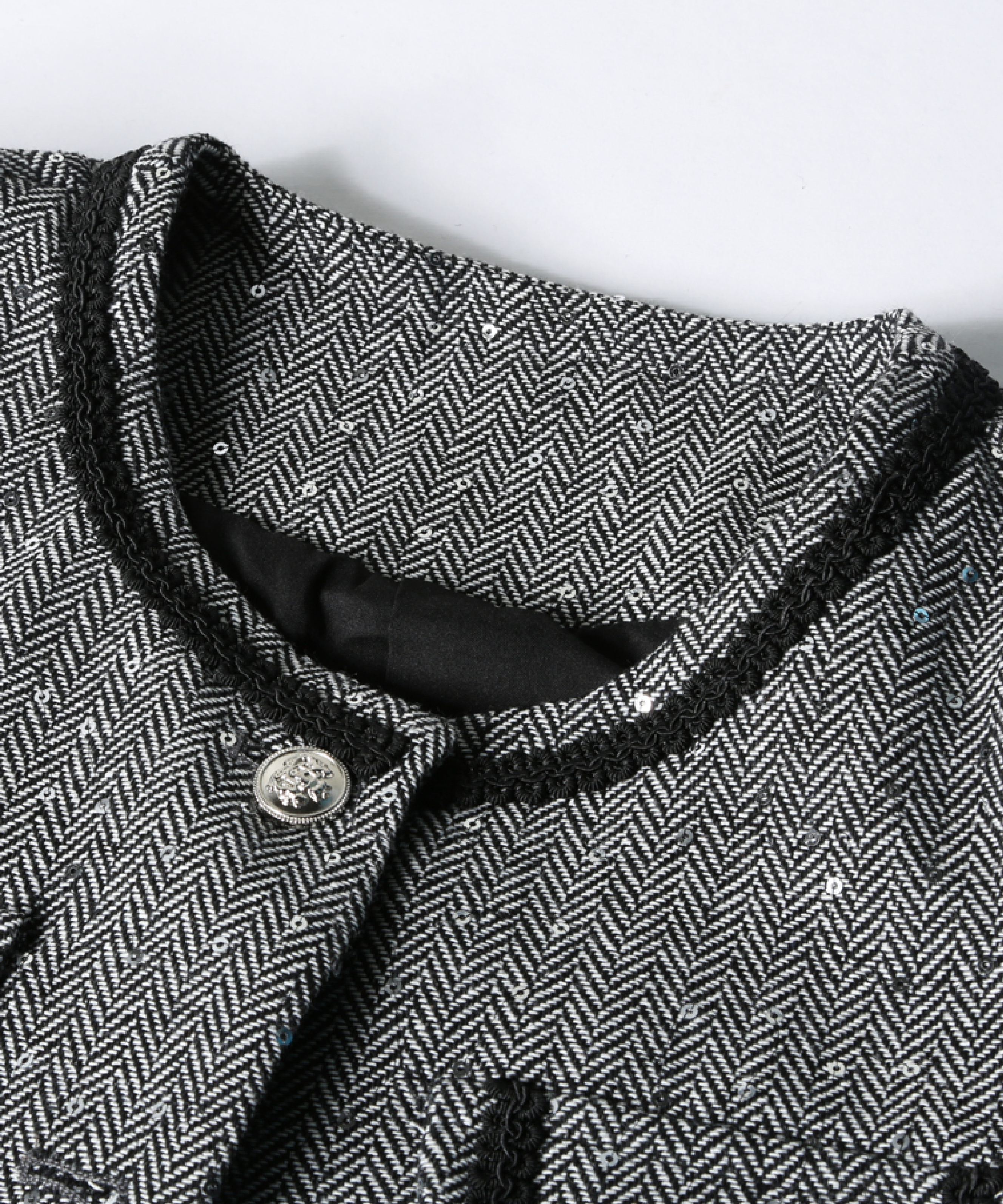 エレガントスパンコールグレージャケットセットアップ | ファッション