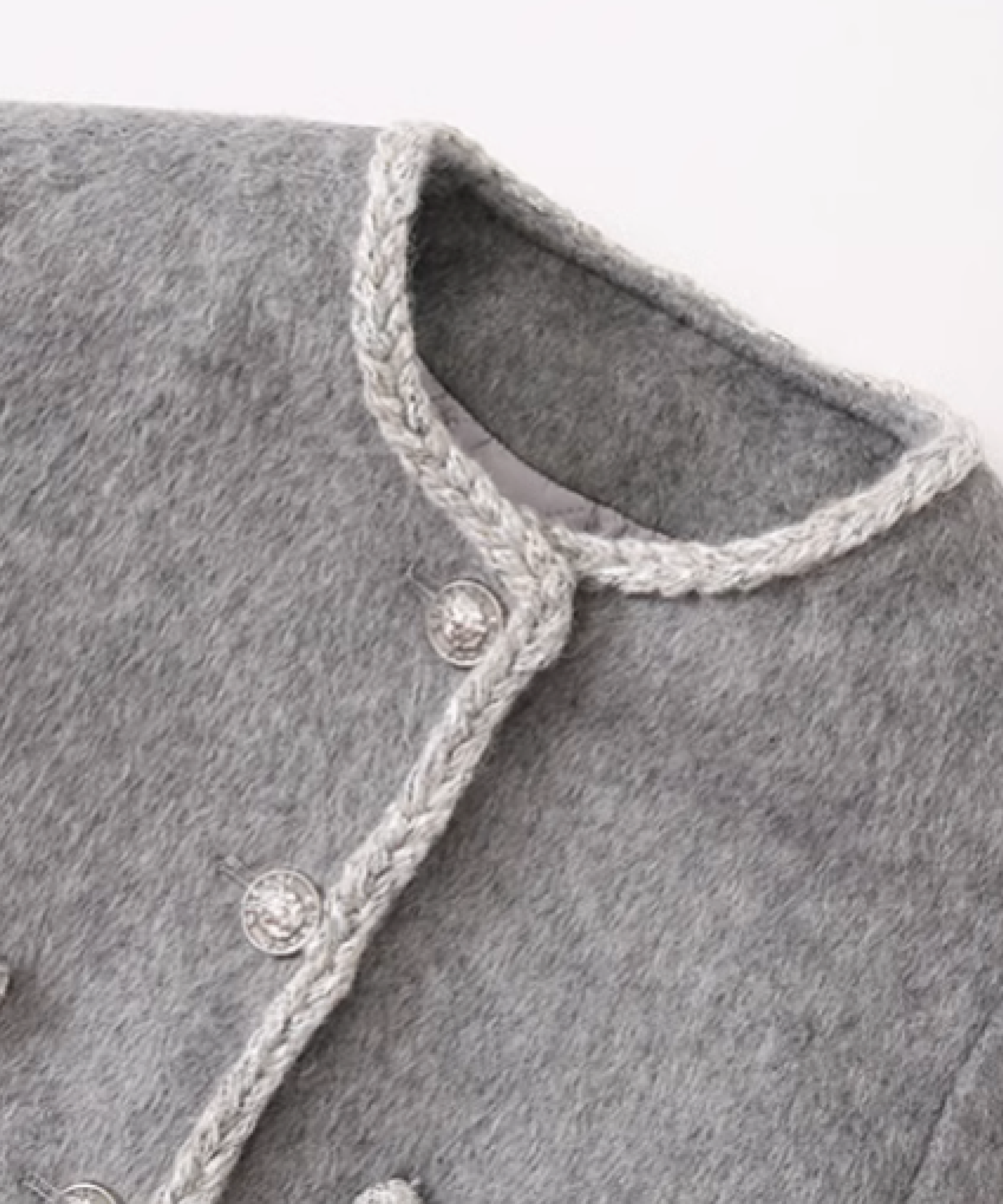 エレガントラウンドカラー グレー ツイード コート | ファッション通販