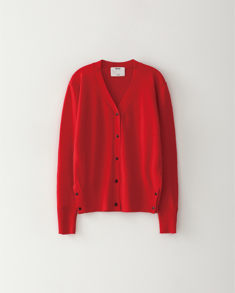 Basic Crew Neck Fine Cardigan - Red | ファッション通販サイト NUGU