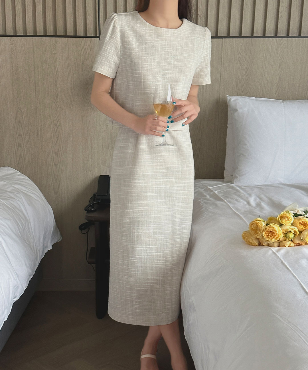 オケージョン】[original/SXL]半袖ツイードワンピース | ファッション