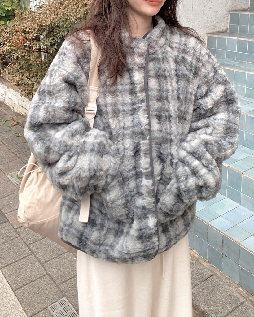 ダウンジャケット×フリース リバーシブルハイネックジャケット