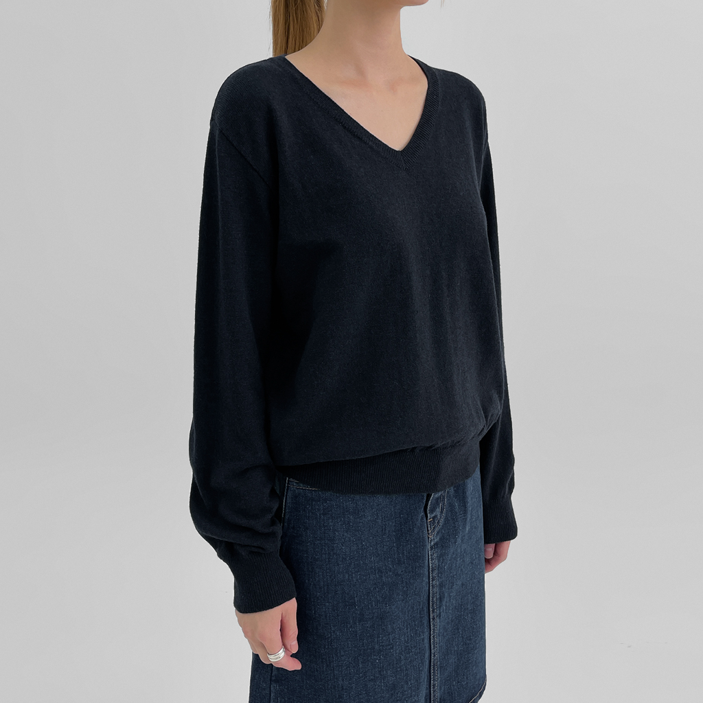 ゲンメントウールカシミアVネックニット