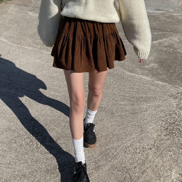 コーデュロイゴムミニティアードスカパン