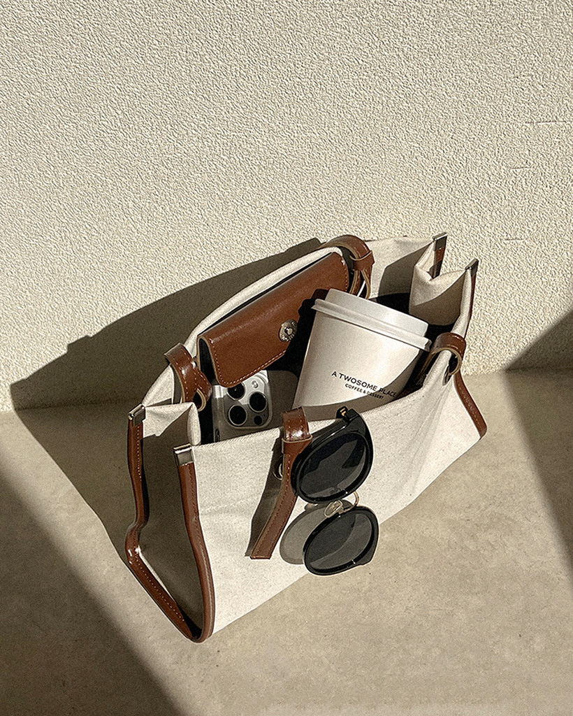 レザーキャンバスショルダーバッグ | ファッション通販サイト NUGU