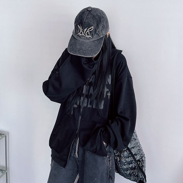 [ユニセックス] レタリングオーバーサイズフード付き2WAYパーカー