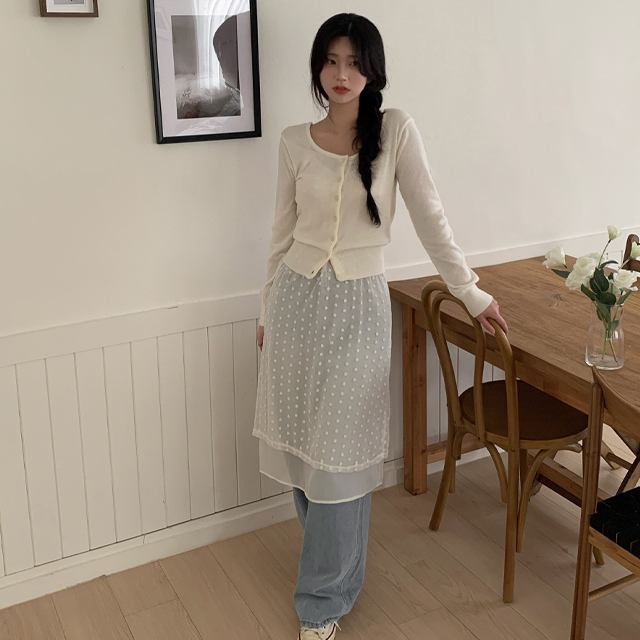 フラワーシフォンシースルーレイヤードキャミワンピース