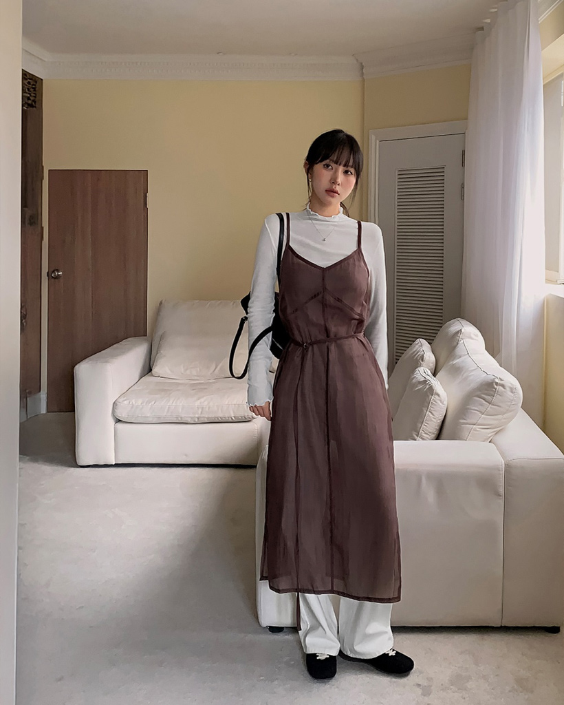 シースルーレイヤードキャミワンピース | ファッション通販サイト NUGU