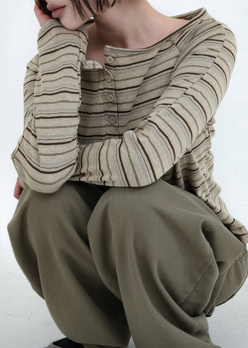 ボーダー オフショルダー Tシャツ