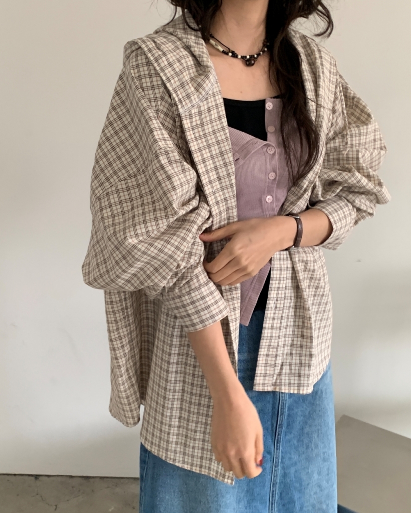 WV PROJECT★25SS★Bay オーバーフィットチェックフードシャツ フーデッドオーバーチェックシャツ – WEGO ONLINE STORE