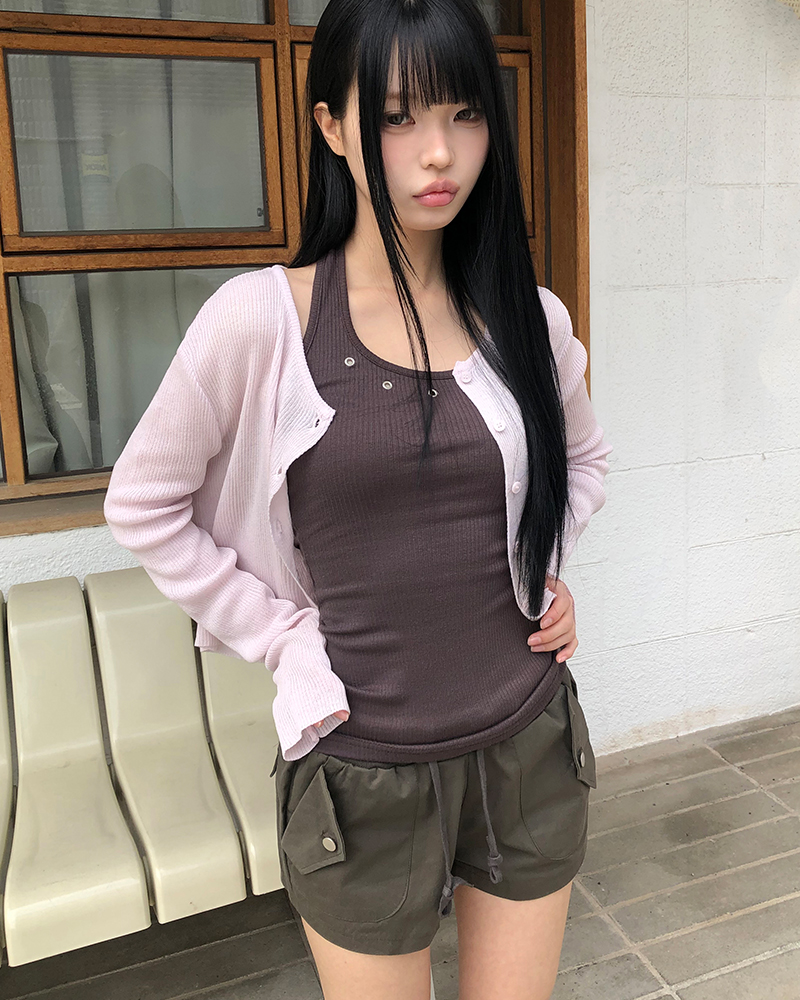 リブクロップドカーディガン