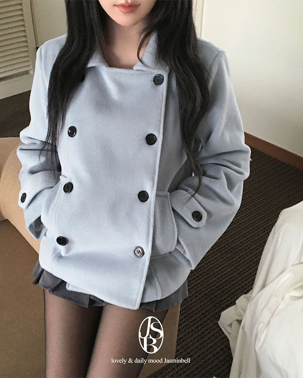 ウールキルティングカラーショートコート