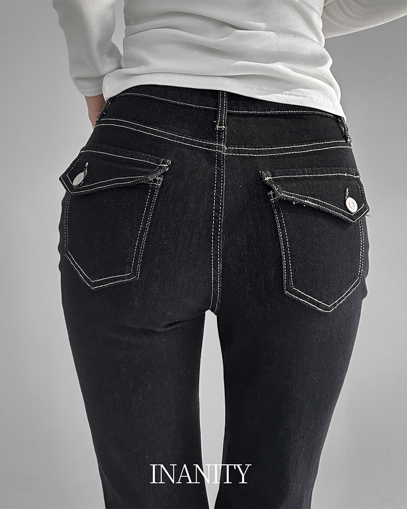 (2color)[丈選択可能]ノンフェイドリジッドブーツカットデニムパンツ