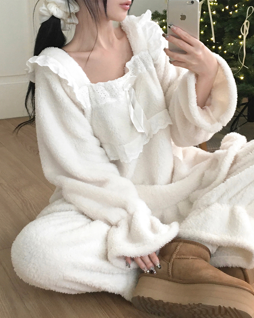 フリルレースリボンルームウェアパジャマセット