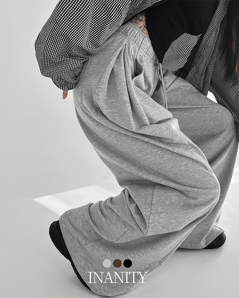 [丈が選べる]サイドピンタックワイドスウェットパンツ(3color)