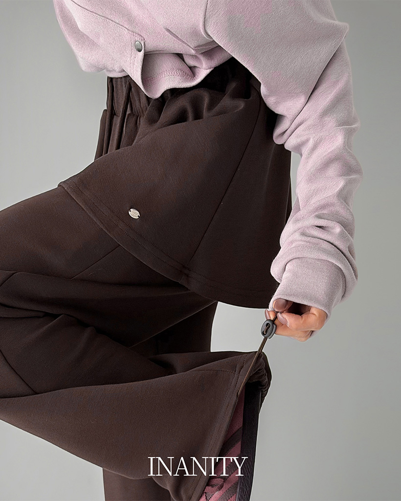 (3color)スカート付きワイドスウェットパンツ