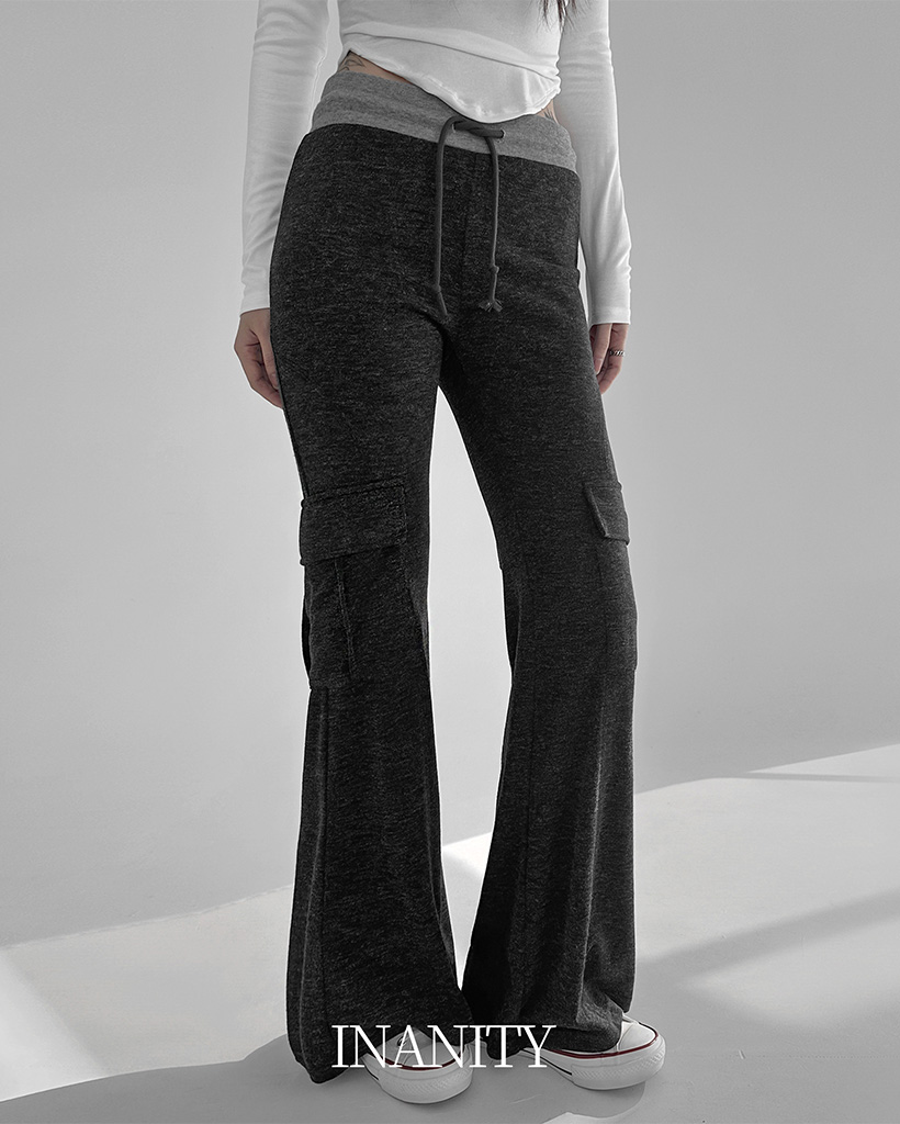 ミックスカラーウエストゴムカーゴパンツ