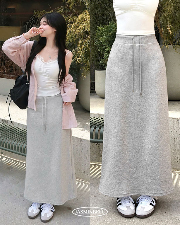 マキシウエストゴムロングスカート