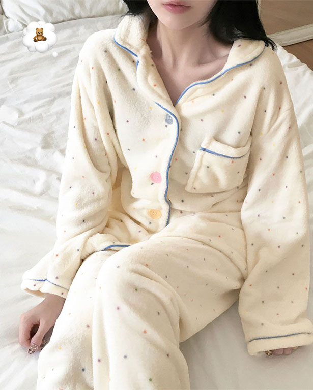 ドット柄配色ルームウェアパジャマ