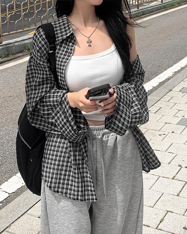 オーバーサイズシアサッカーチェックシャツ | ファッション通販サイト NUGU