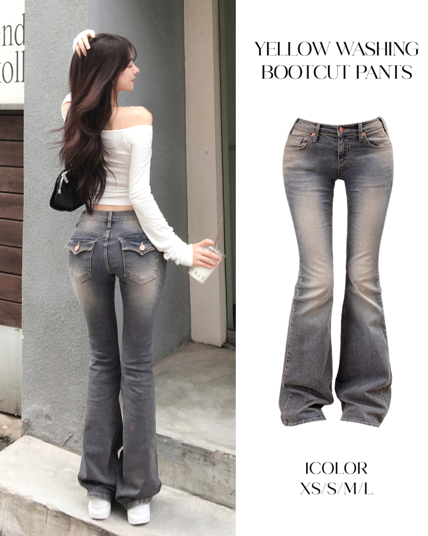 VALABASAS ビーズ装飾 ブーツカットデニム 36 VALABASAS ビーズ装飾 ブーツカットデニム 36