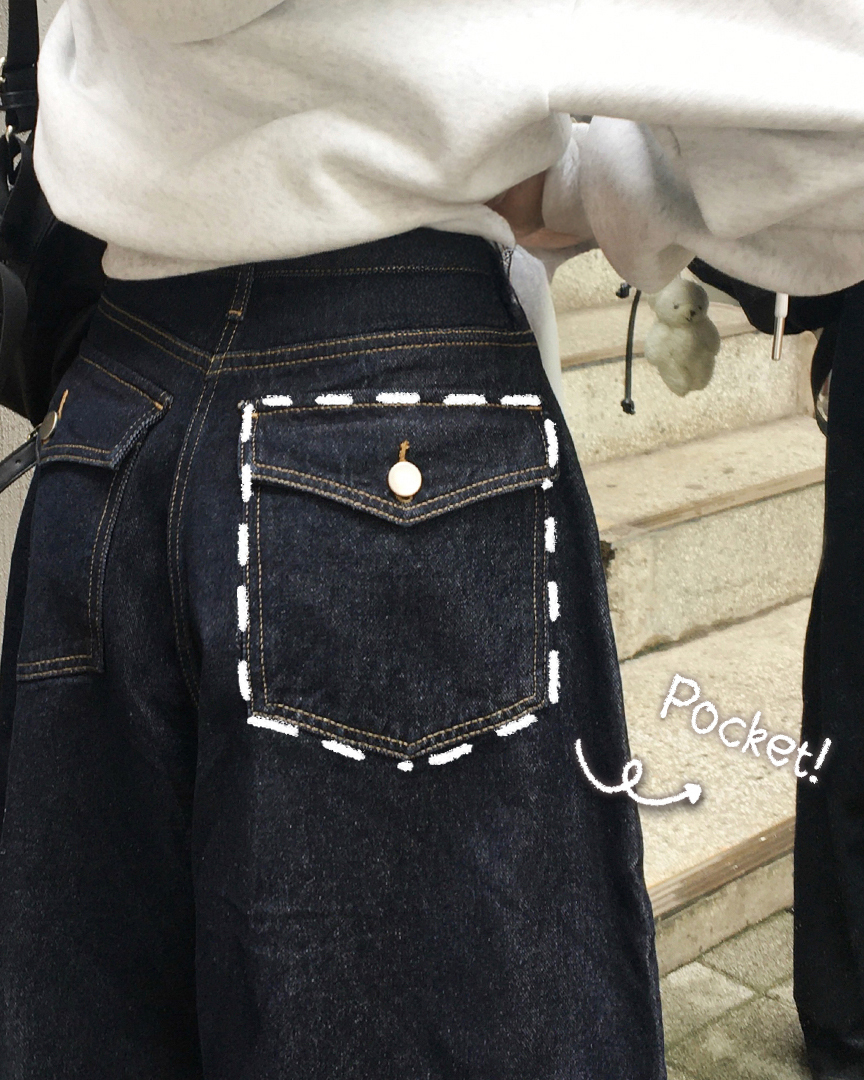 ビッグポケットワイドデニムパンツ | ファッション通販サイト NUGU