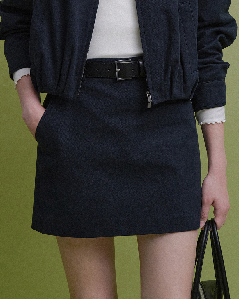 Diene Cotton Mini Skirt (Navy)