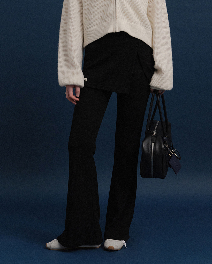 [yang x For Your Eyes Only] Mary Wrap Skirt Pants (Black)