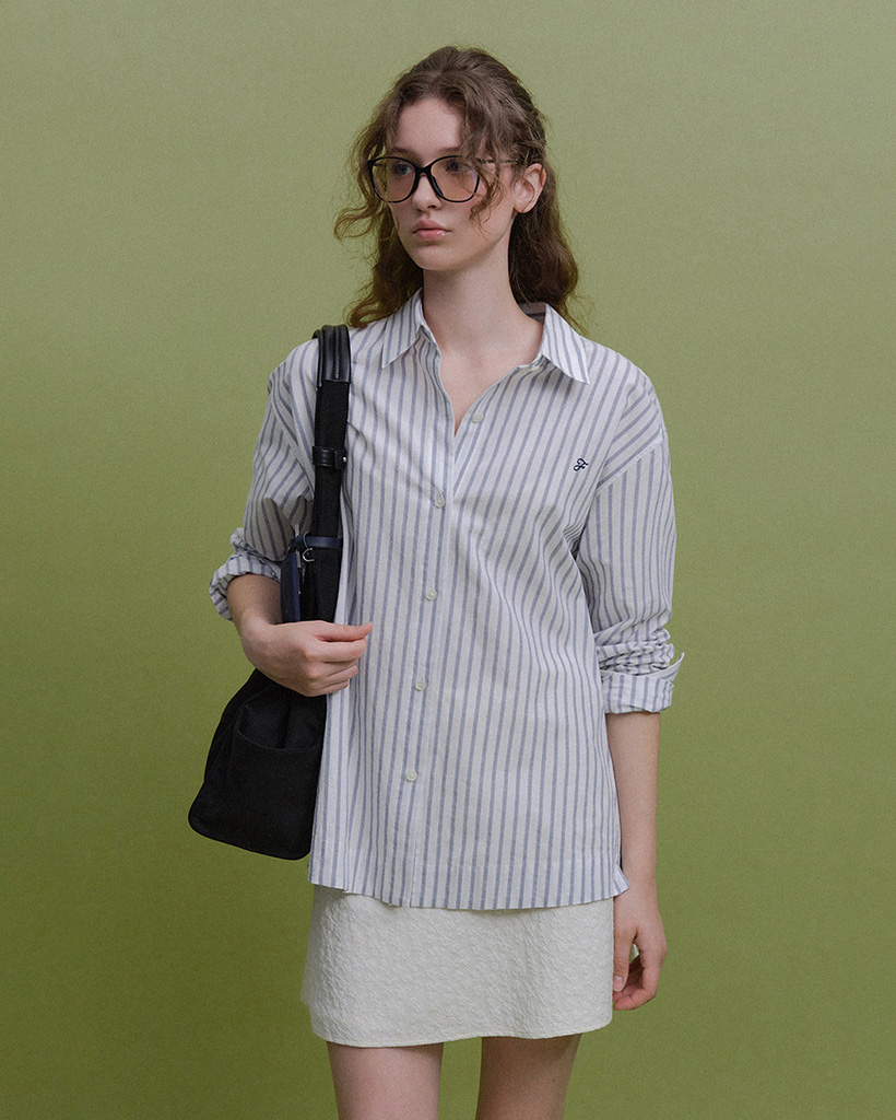 Aven Cotton Stripe Shirts (White) | ファッション通販サイト NUGU