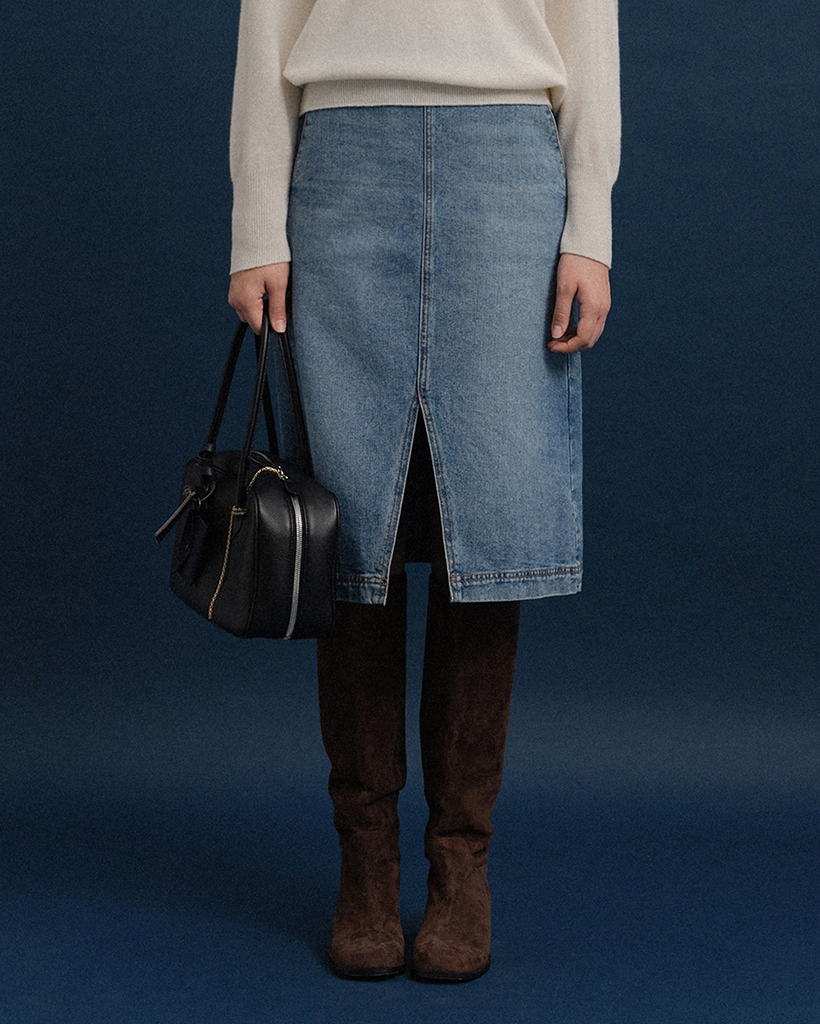 Kyle Denim Skirt (Stone Blue)