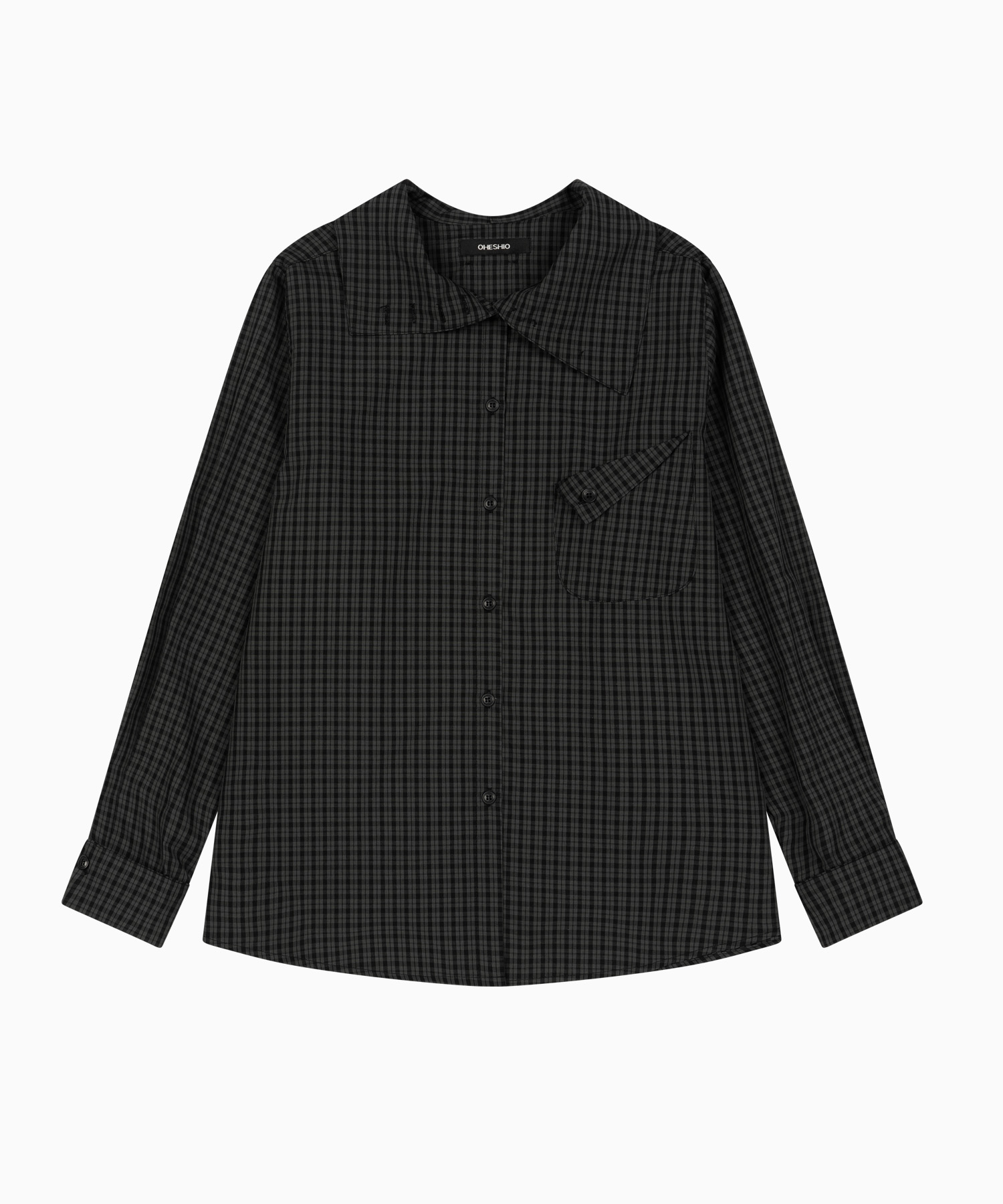 極美品 タグ付き 直近モデル CHECK POCKET OVER SHIRT LAYERED COLLAR SHIRT, CHARCOAL CHECK | ファッション通販